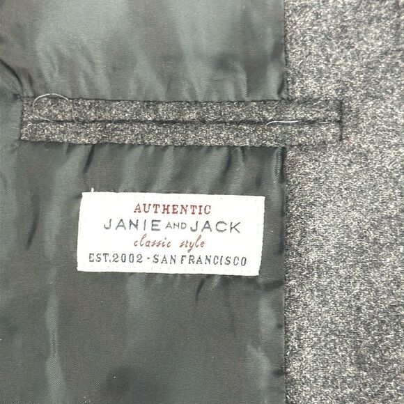 Janie and Jack Wool Blend Blazer Suit Jacket Gray with Elbow Patches sz 4 - Picture 11 of 13